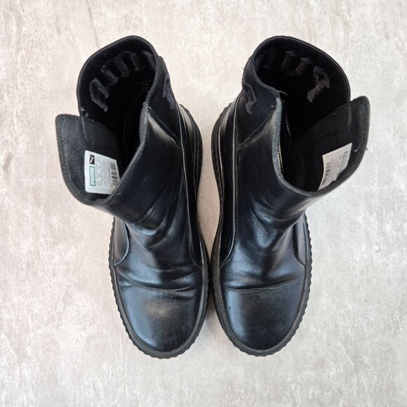 Rihanna FENTY PUMA Chelsea Shoe Boots Size 6 Black Pull on Biker Moto Booties - Picture 3 of 13